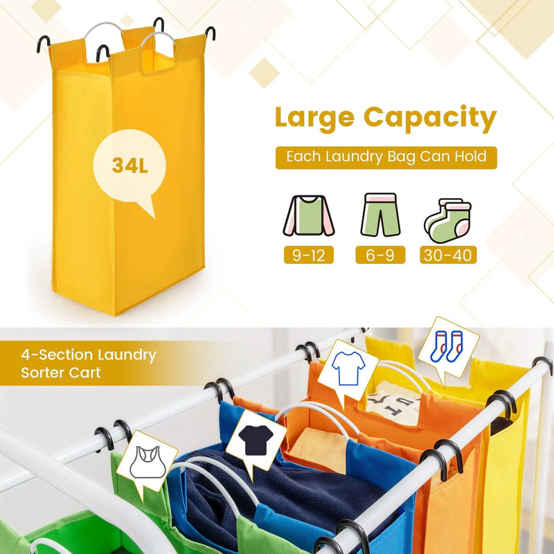 136L Large Capacity 4-Section Laundry Sorter by DirectDeals
