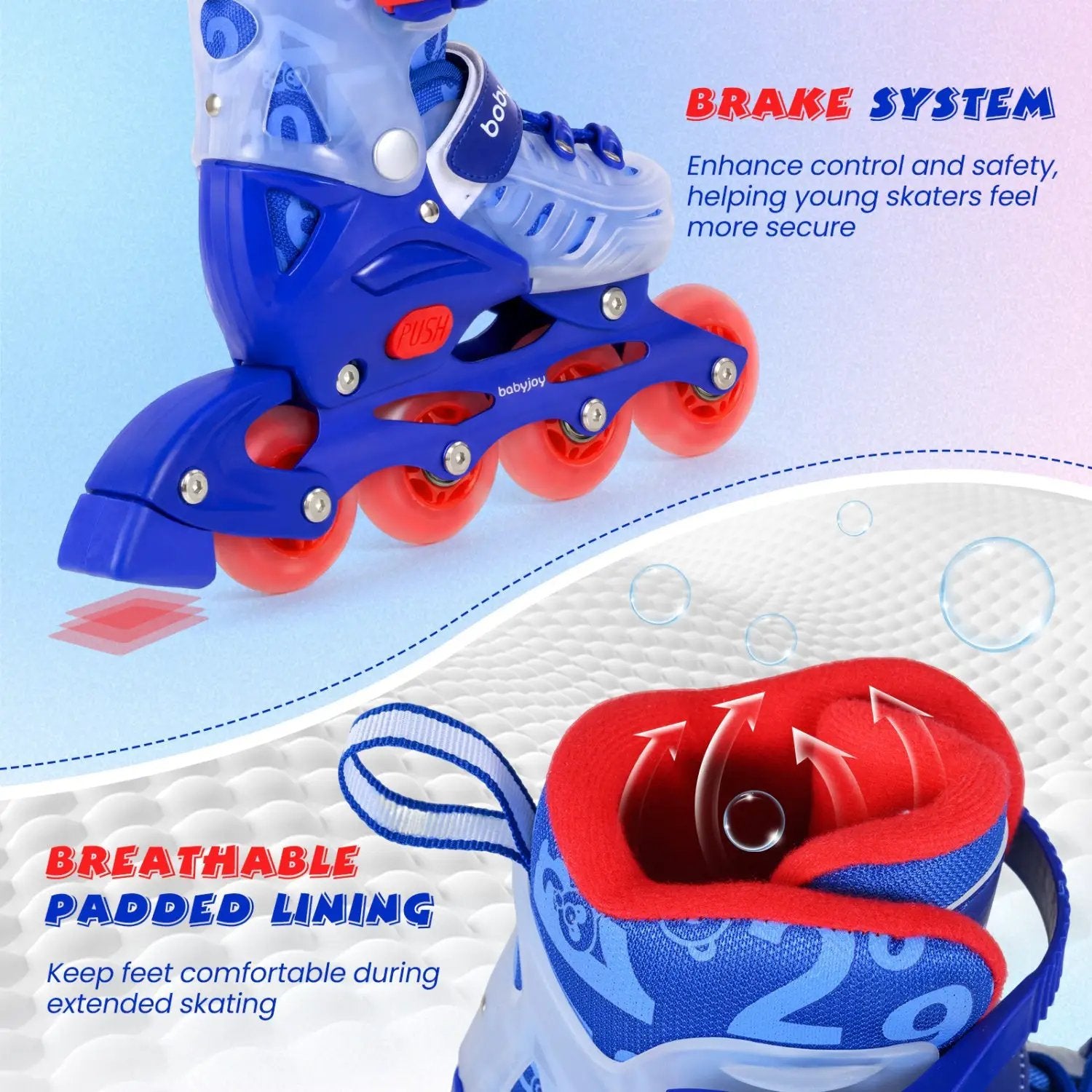 4-Size Adjustable Illuminating Kids Inline Skates with Light Up Wheels by DirectDeals