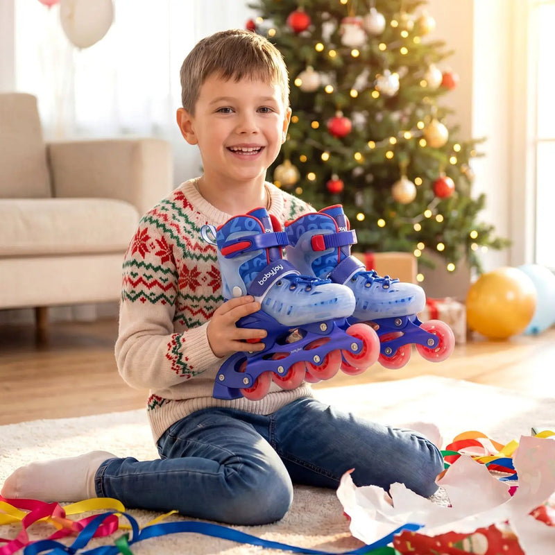 4-Size Adjustable Illuminating Kids Inline Skates with Light Up Wheels by DirectDeals
