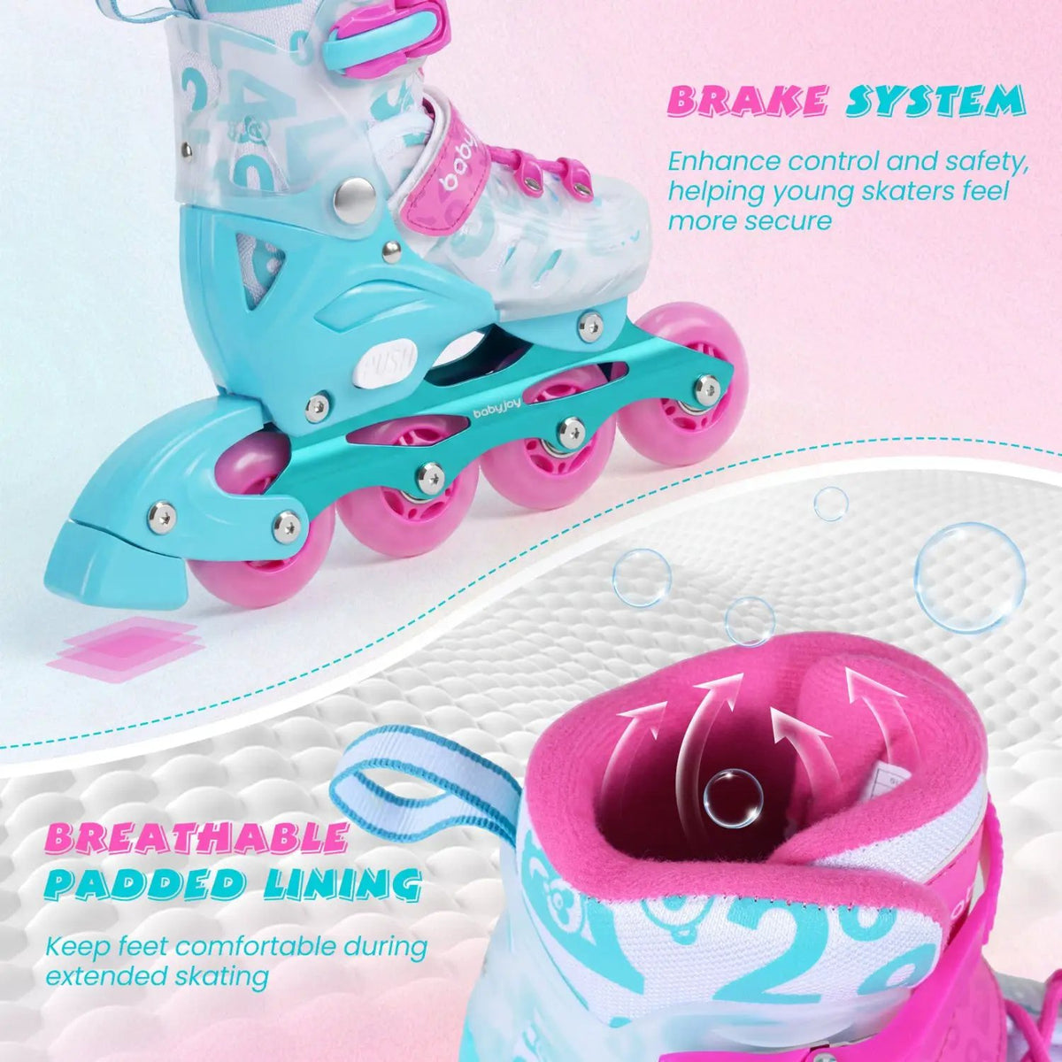 4-Size Adjustable Illuminating Kids Inline Skates with Light Up Wheels by DirectDeals