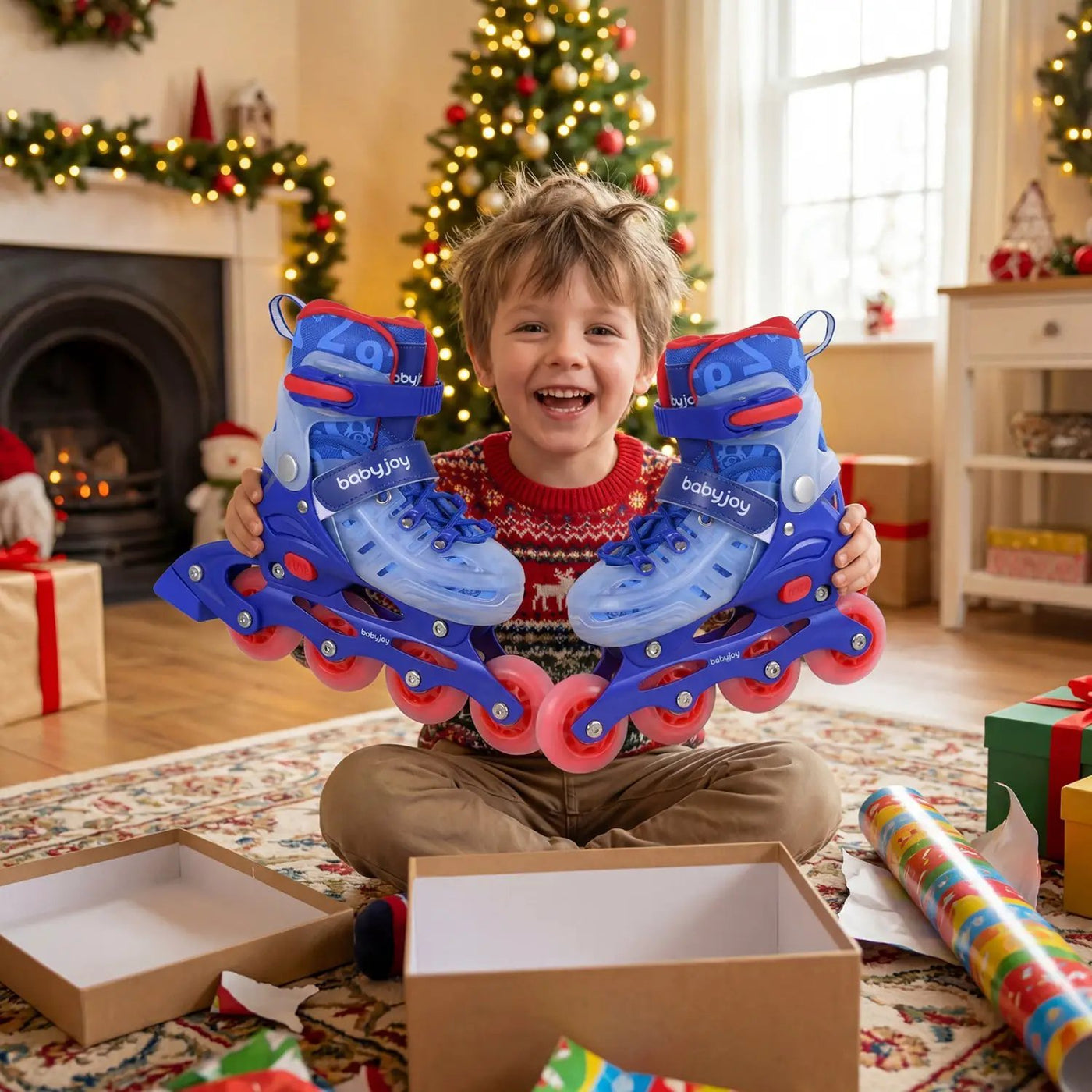 4-Size Adjustable Kids Inline Skates for Beginners Ages 5-7 by DirectDeals