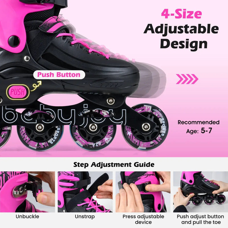 4-Size Adjustable Light-Up Inline Skates for Toddlers Ages 5-7 by DirectDeals