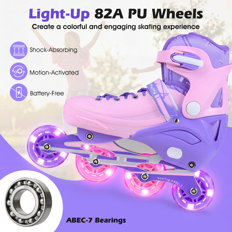 4-Size Adjustable Light-Up Inline Skates for Toddlers Ages 5-7 by DirectDeals