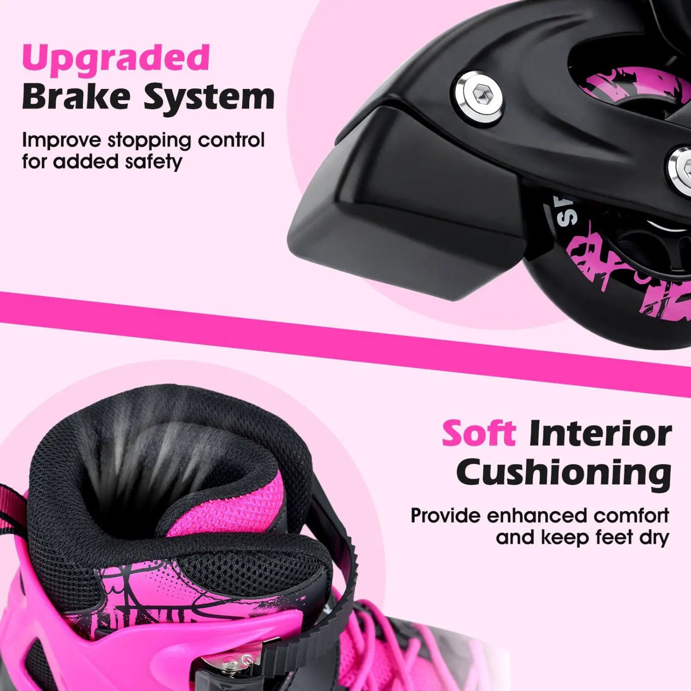 4-Size Adjustable Light-Up Kids Inline Skates for Kids Ages 7-9 by DirectDeals