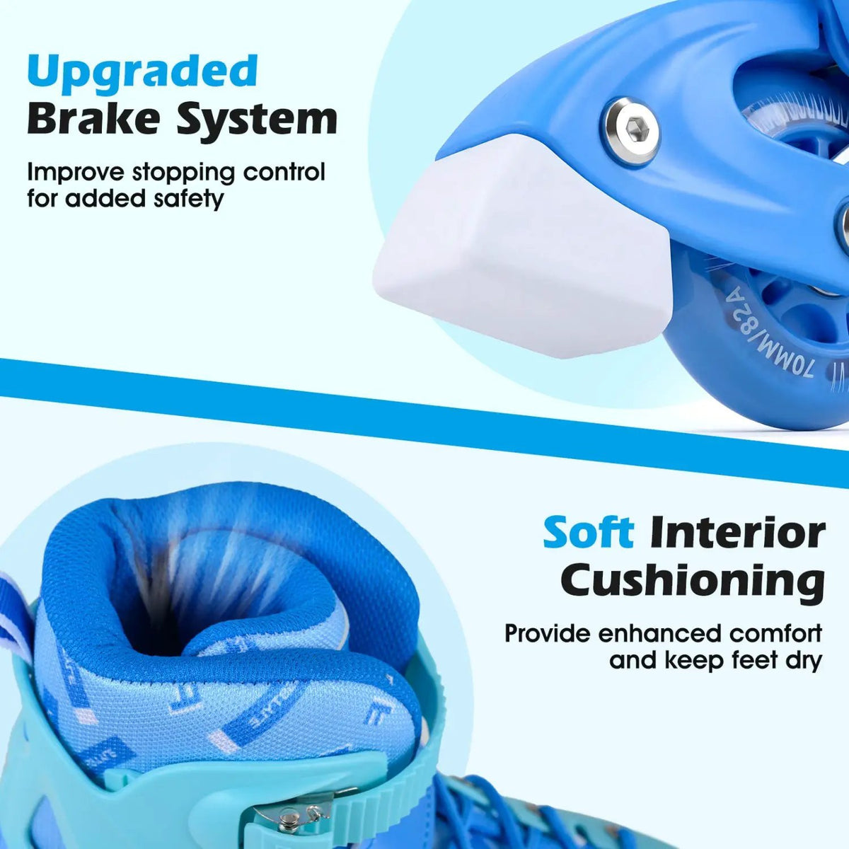 4-Size Adjustable Light-Up Kids Inline Skates for Kids Ages 9-14 by DirectDeals