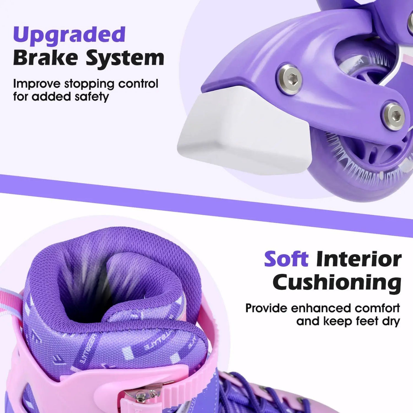 4-Size Adjustable Light-Up Kids Inline Skates for Kids Ages 9-14 by DirectDeals