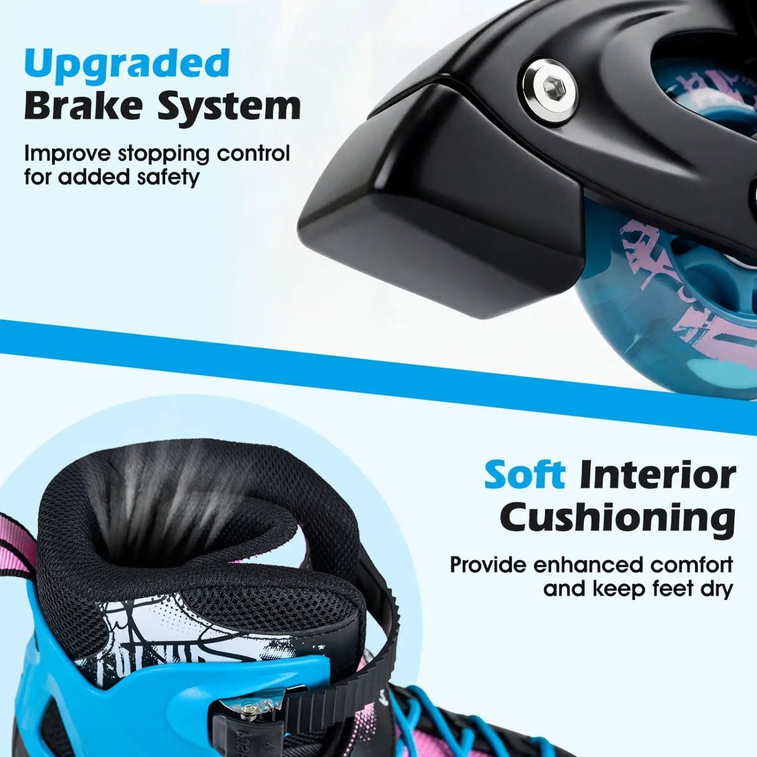Adjustable Light-Up Kids Inline Skates Ages 9-14 by DirectDeals