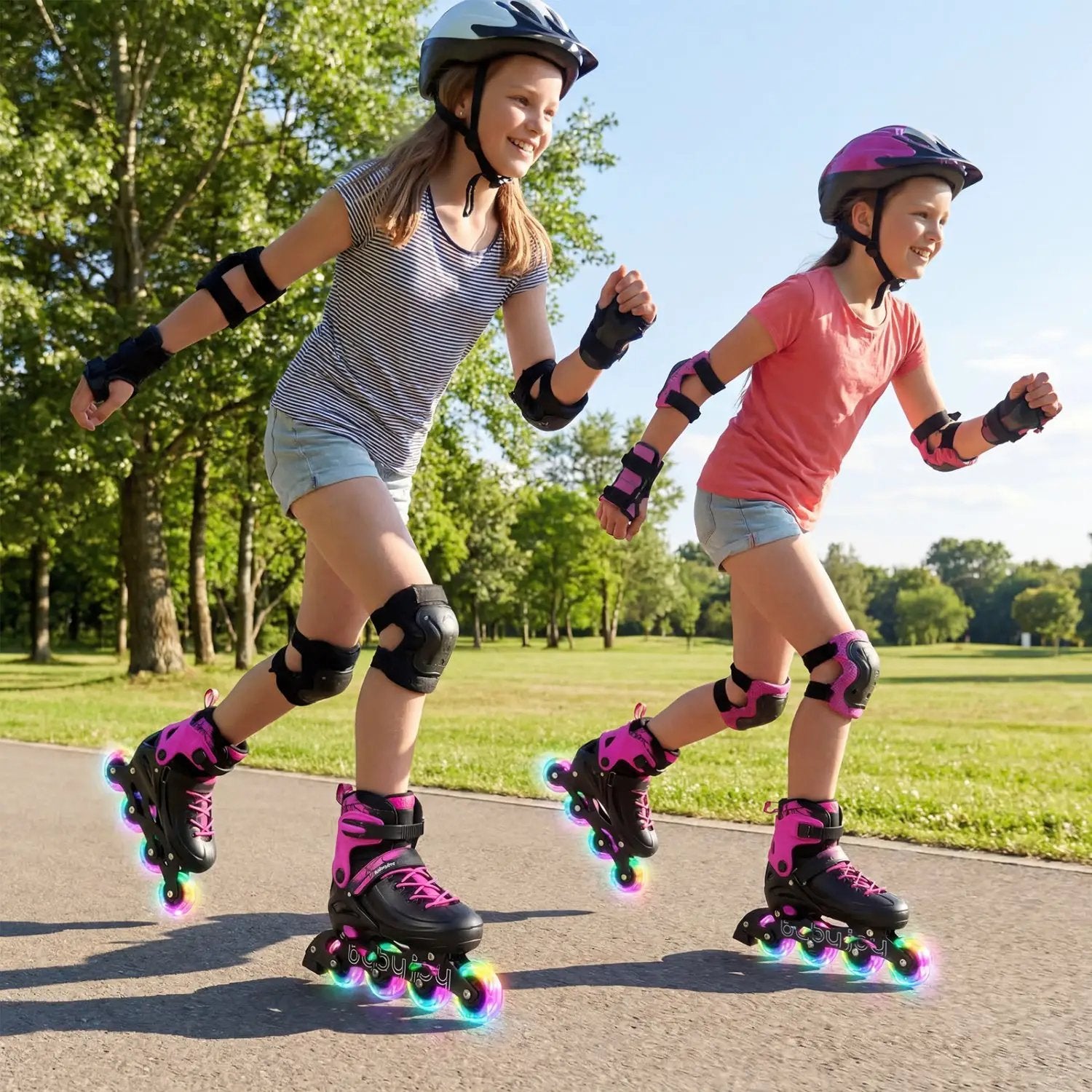 Adjustable Light-Up Kids Inline Skates Ages 9-14 by DirectDeals