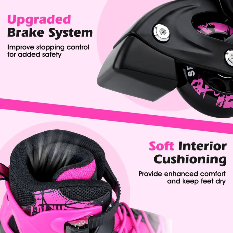 Adjustable Light-Up Kids Inline Skates Ages 9-14 by DirectDeals