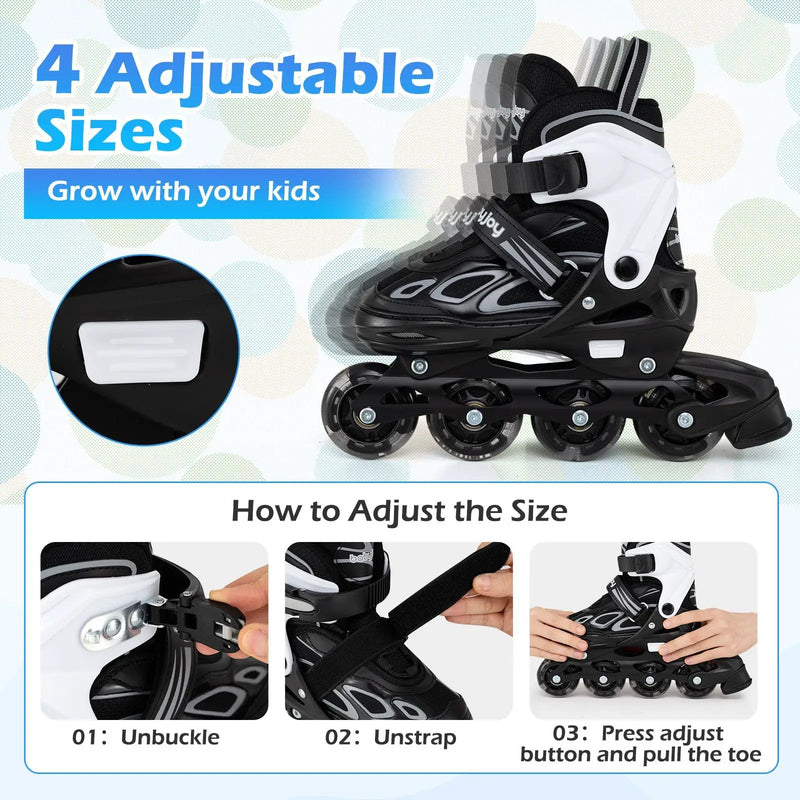 4 Sizes Adjustable Blade Roller with Light-up Wheels for Youth by DirectDeals