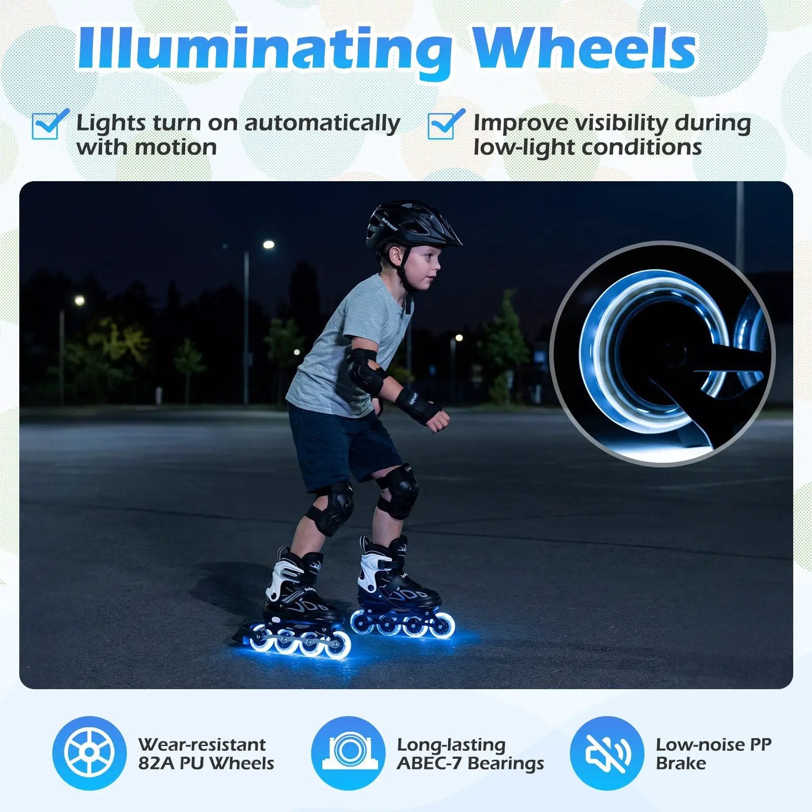 4 Sizes Adjustable Blade Roller with Light-up Wheels for Youth by DirectDeals