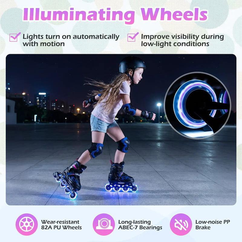 4 Sizes Adjustable Blade Roller with Light-up Wheels for Youth by DirectDeals