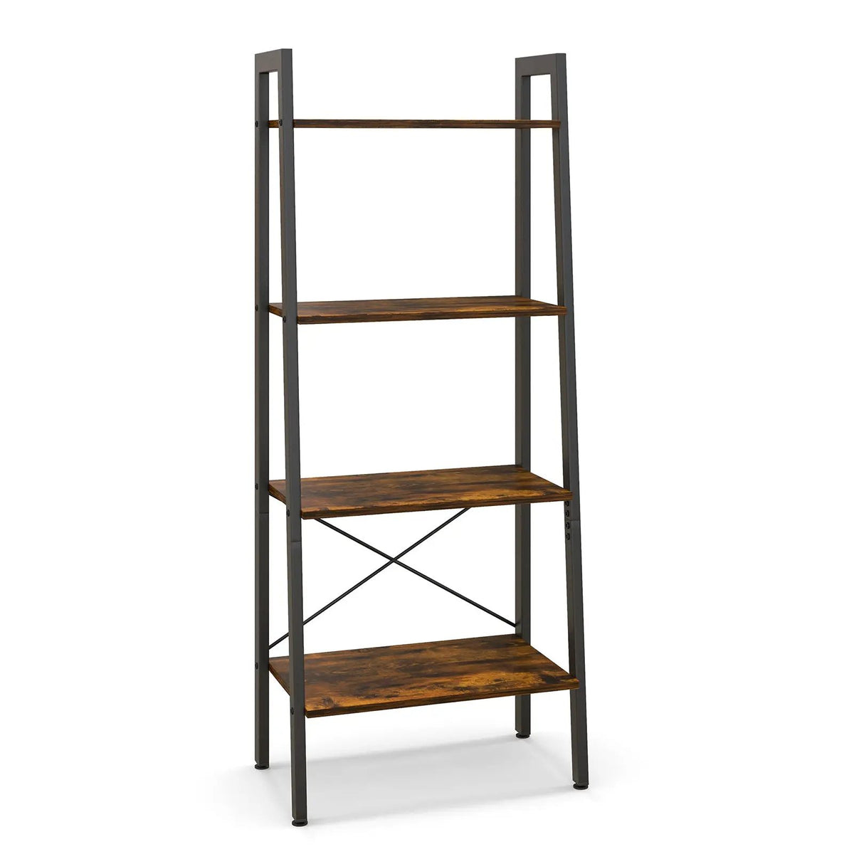 4-Tier Bookshelf with Metal Frame and Adjustable Foot Pads by DirectDeals