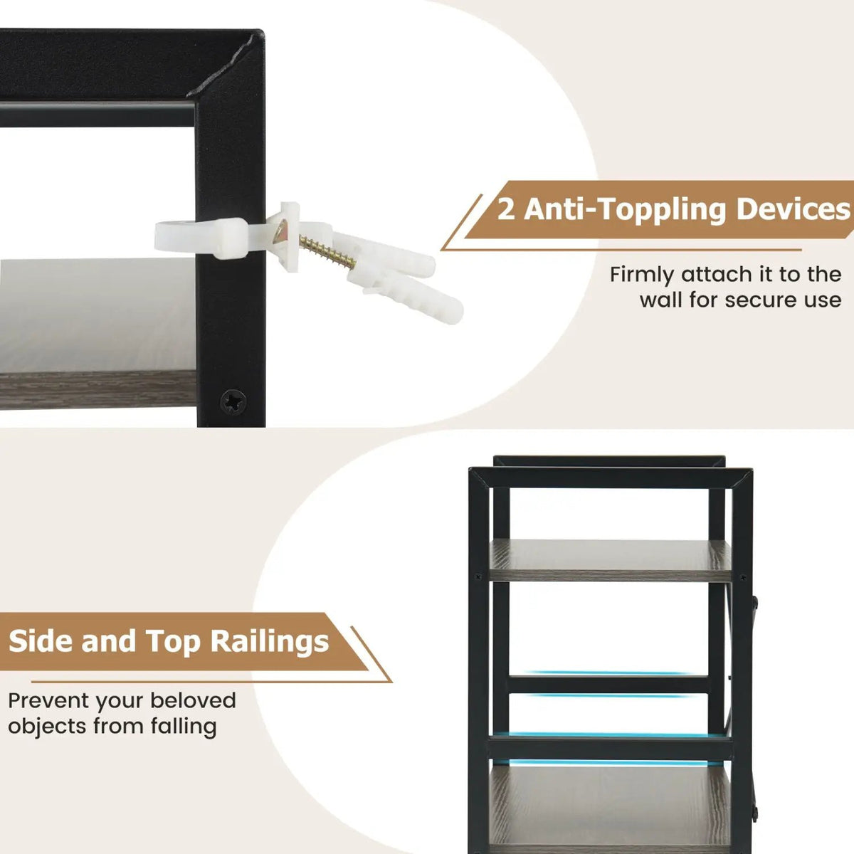 4-Tier Bookshelf Narrow Freestanding Display Shelf with Metal Frame by DirectDeals