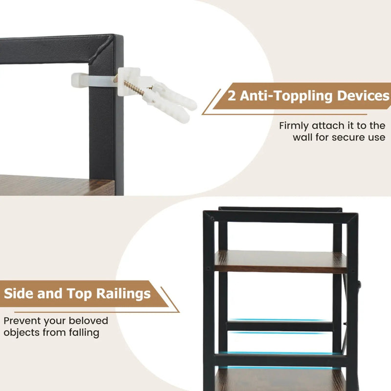 4-Tier Bookshelf Narrow Freestanding Display Shelf with Metal Frame by DirectDeals