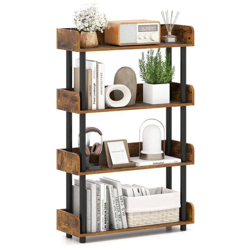 4-Tier Bookshelf Open Bookcase with Anti-Tipping Kit Industrial Storage Unit by DirectDeals