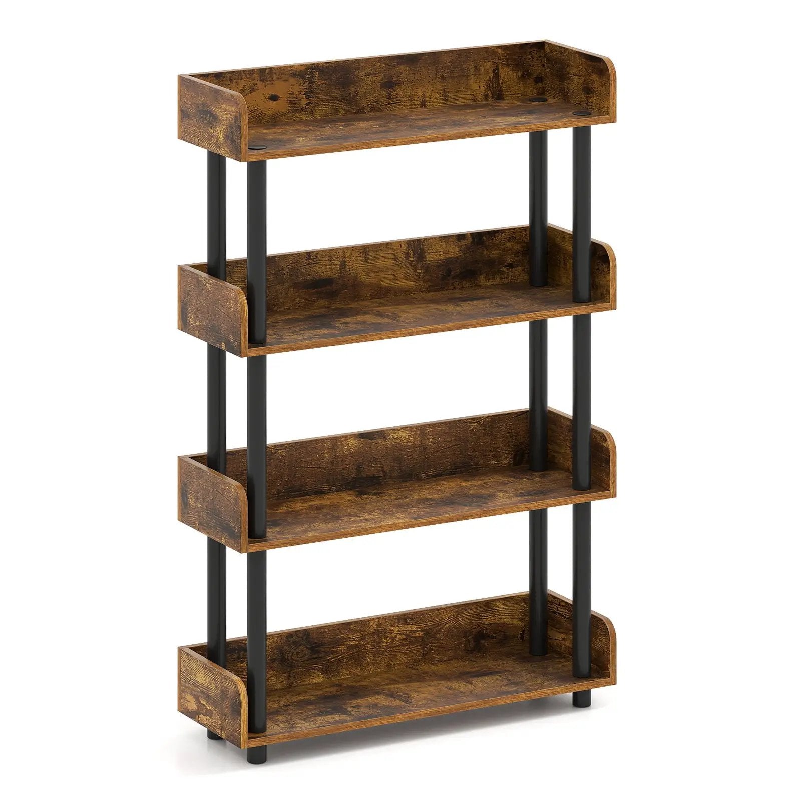 4-Tier Bookshelf Open Bookcase with Anti-Tipping Kit Industrial Storage Unit by DirectDeals