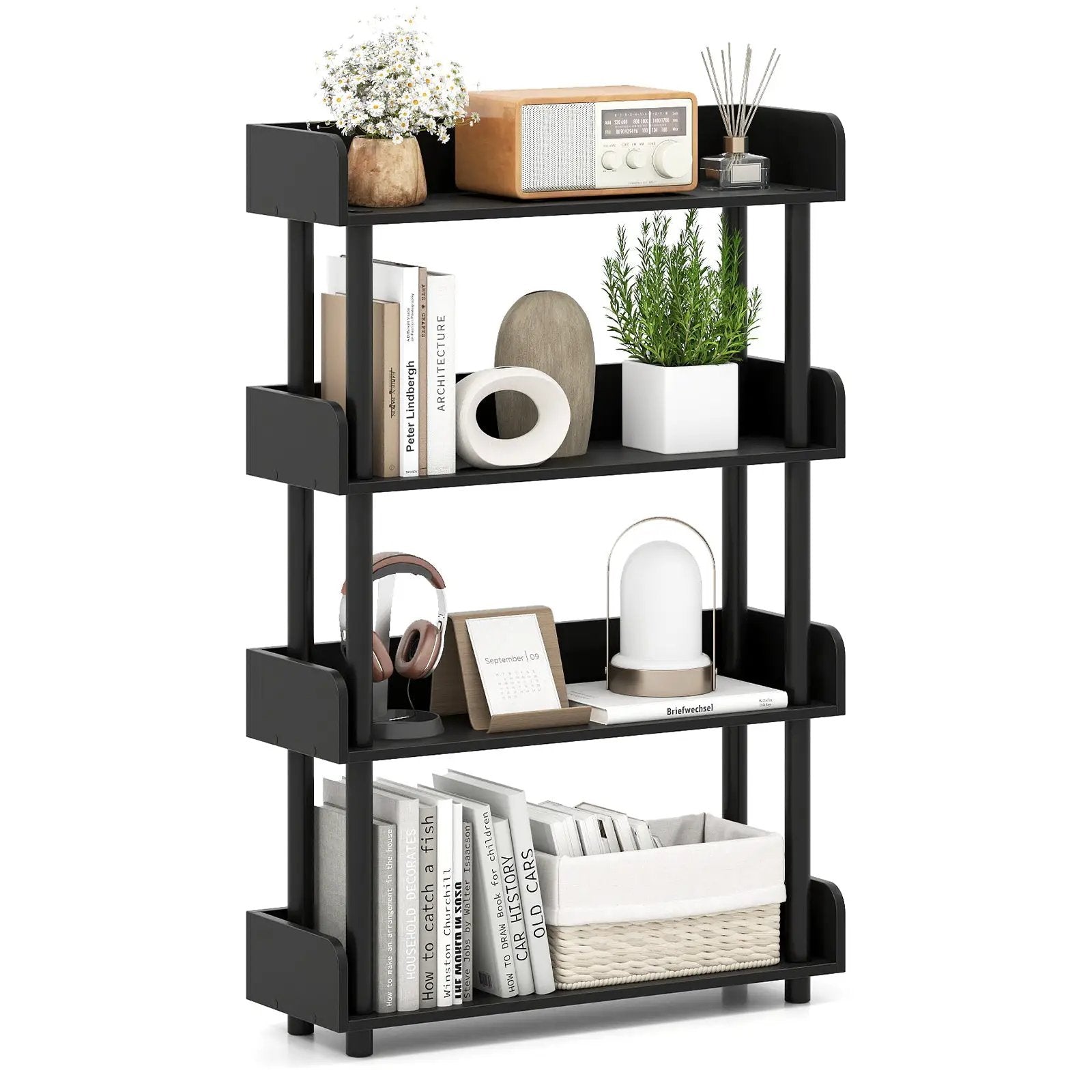 4-Tier Bookshelf Open Bookcase with Anti-Tipping Kit Industrial Storage Unit by DirectDeals