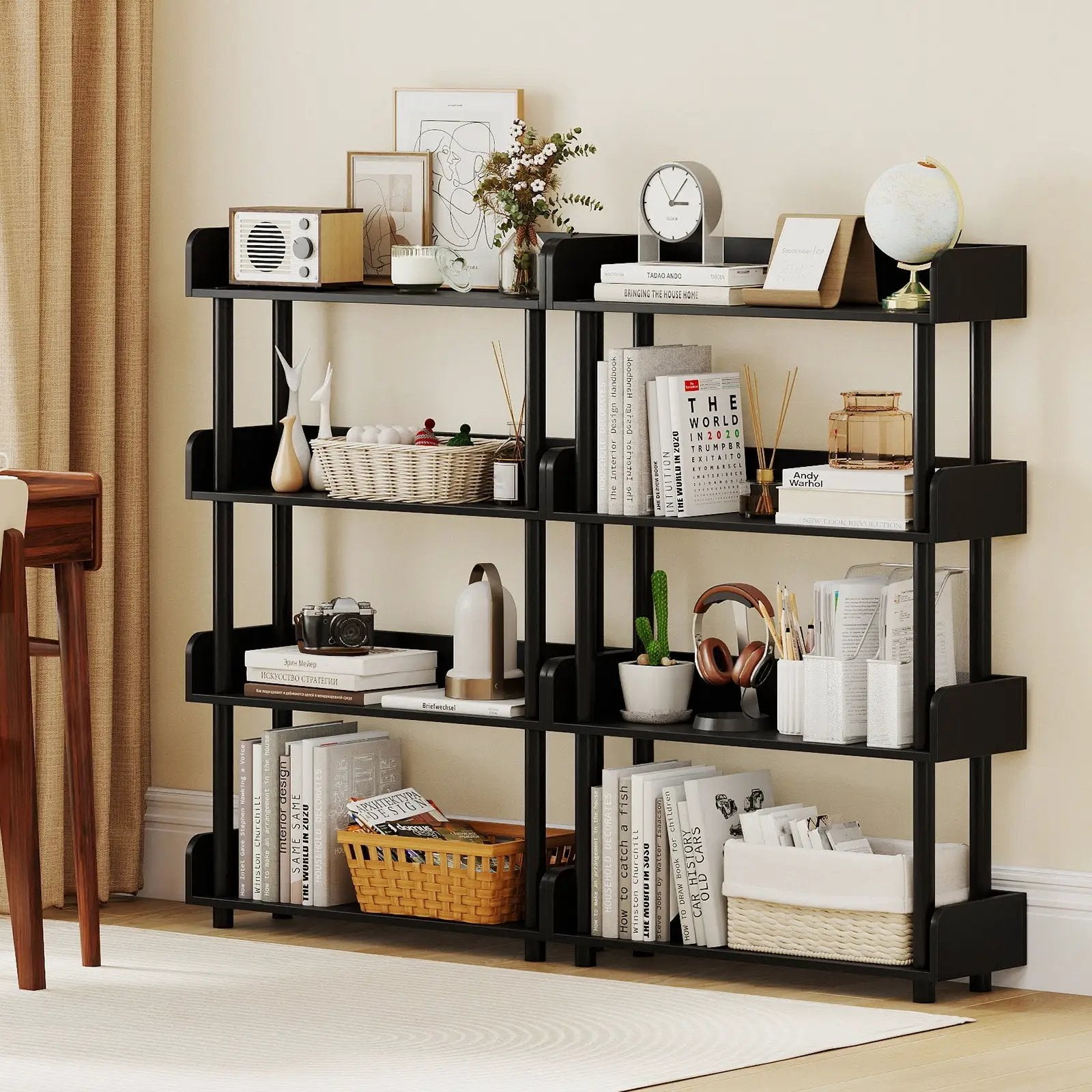 4-Tier Bookshelf Open Bookcase with Anti-Tipping Kit Industrial Storage Unit by DirectDeals