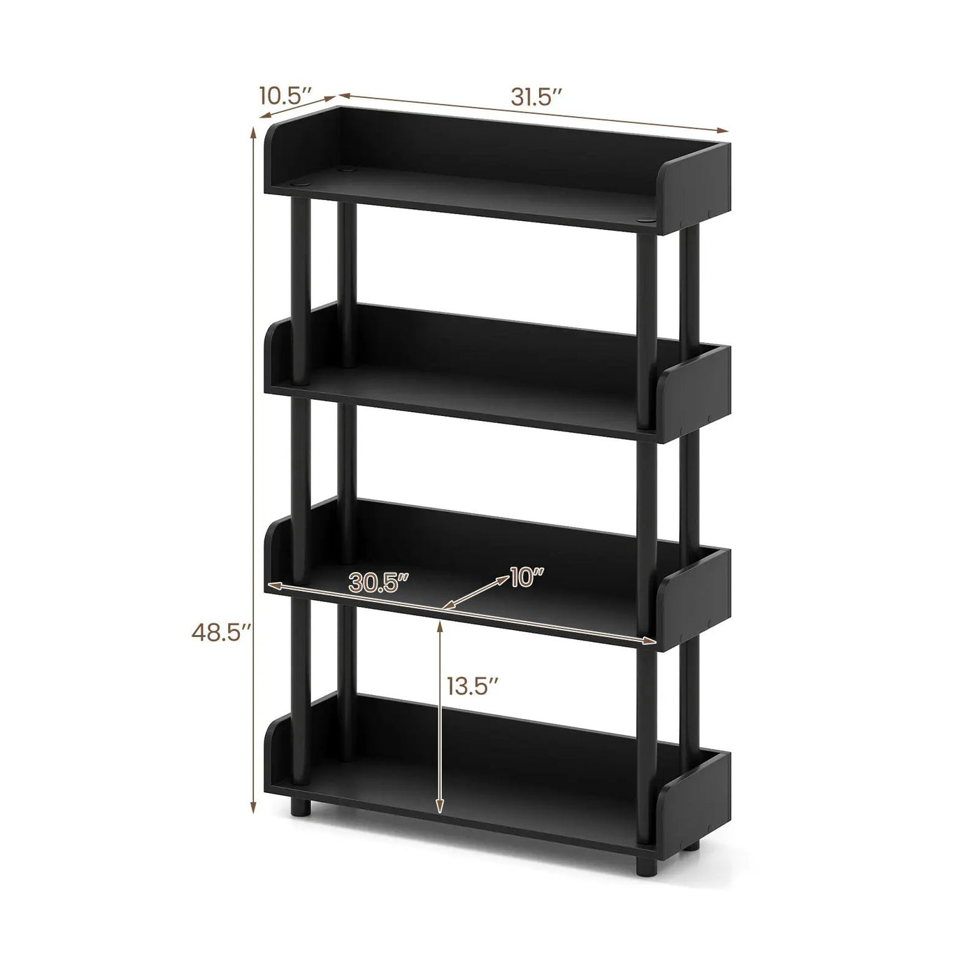 4-Tier Bookshelf Open Bookcase with Anti-Tipping Kit Industrial Storage Unit by DirectDeals