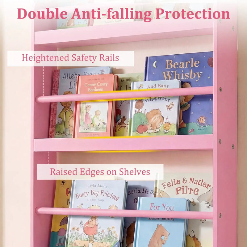4-Tier Wall Mounted Bookshelf with Safety Rails by DirectDeals