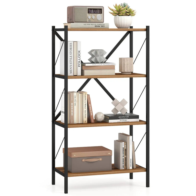4-Tier Bookshelf with Heavy-Duty Metal Frame by DirectDeals
