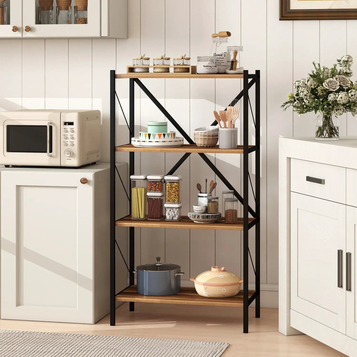 4-Tier Bookshelf with Heavy-Duty Metal Frame by DirectDeals