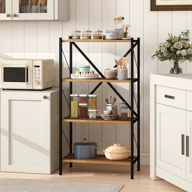 4-Tier Bookshelf with Heavy-Duty Metal Frame by DirectDeals