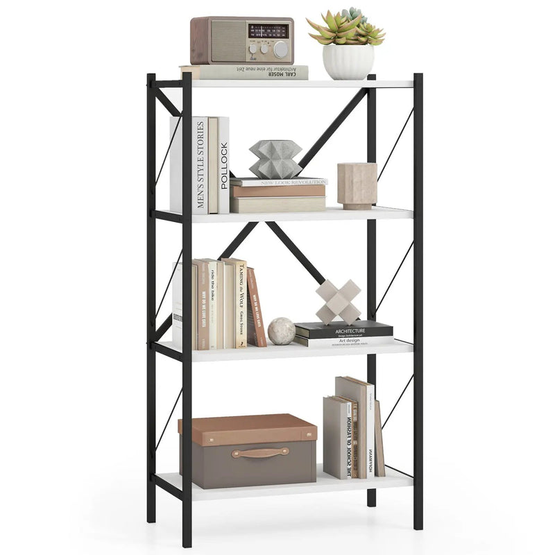 4-Tier Bookshelf with Heavy-Duty Metal Frame by DirectDeals