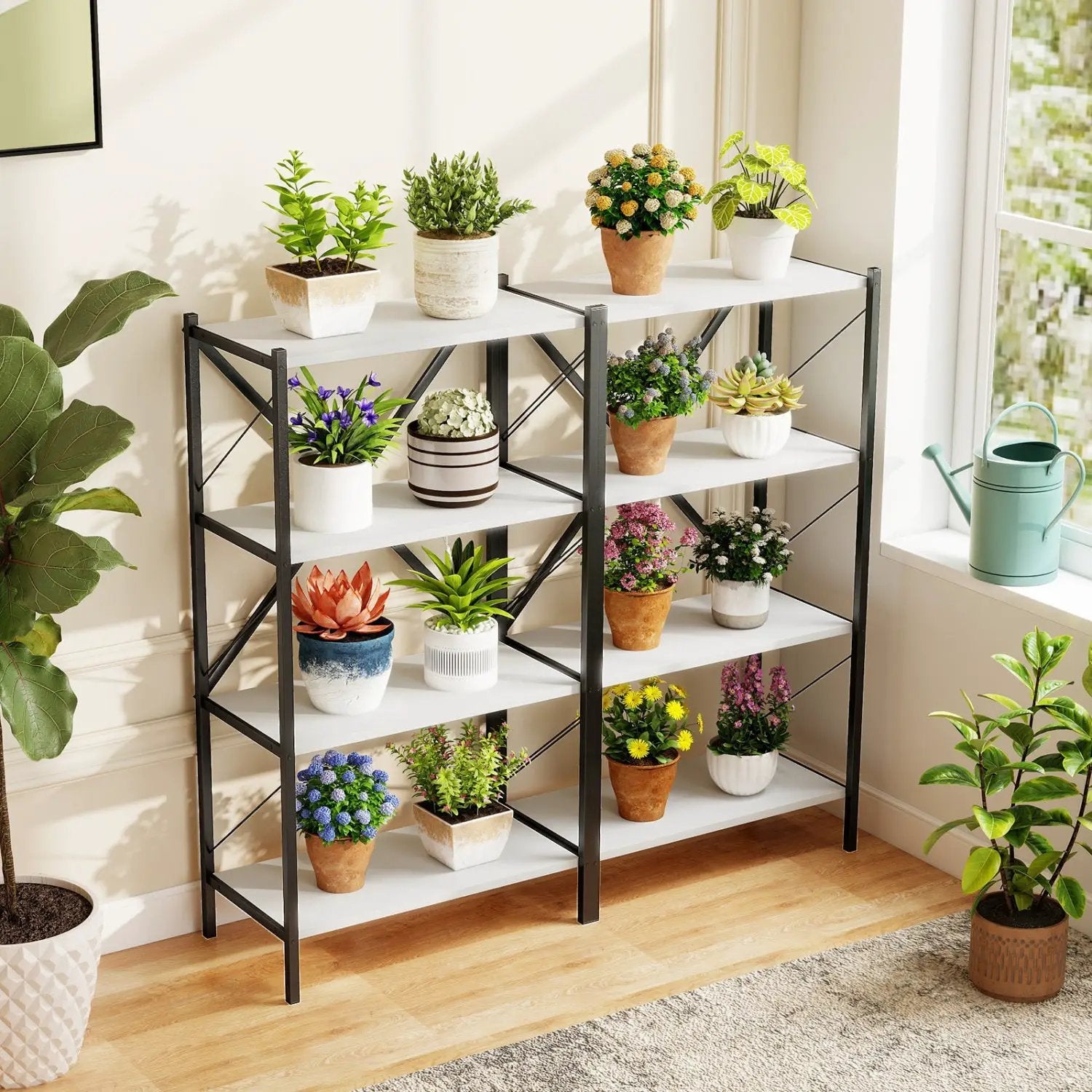 4-Tier Bookshelf with Heavy-Duty Metal Frame by DirectDeals