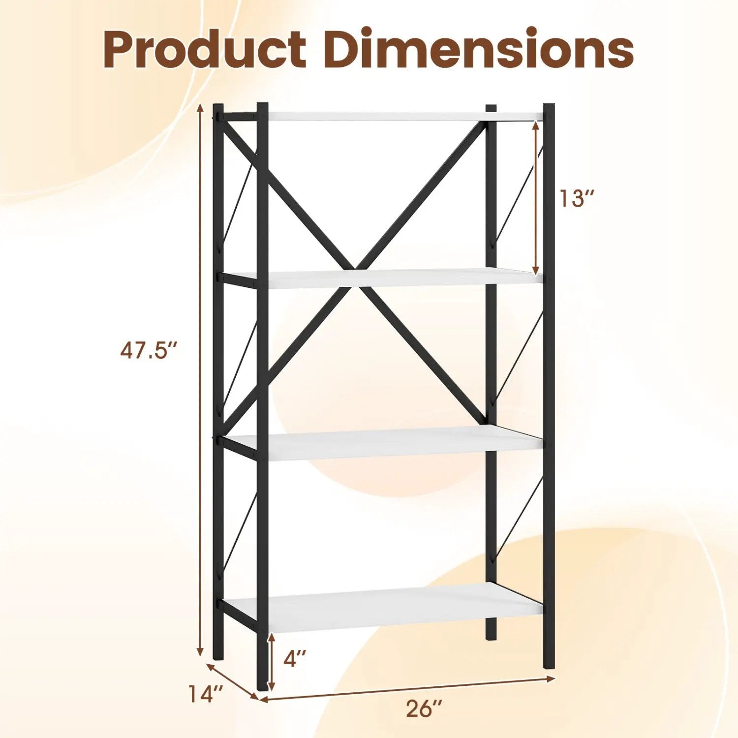 4-Tier Bookshelf with Heavy-Duty Metal Frame by DirectDeals