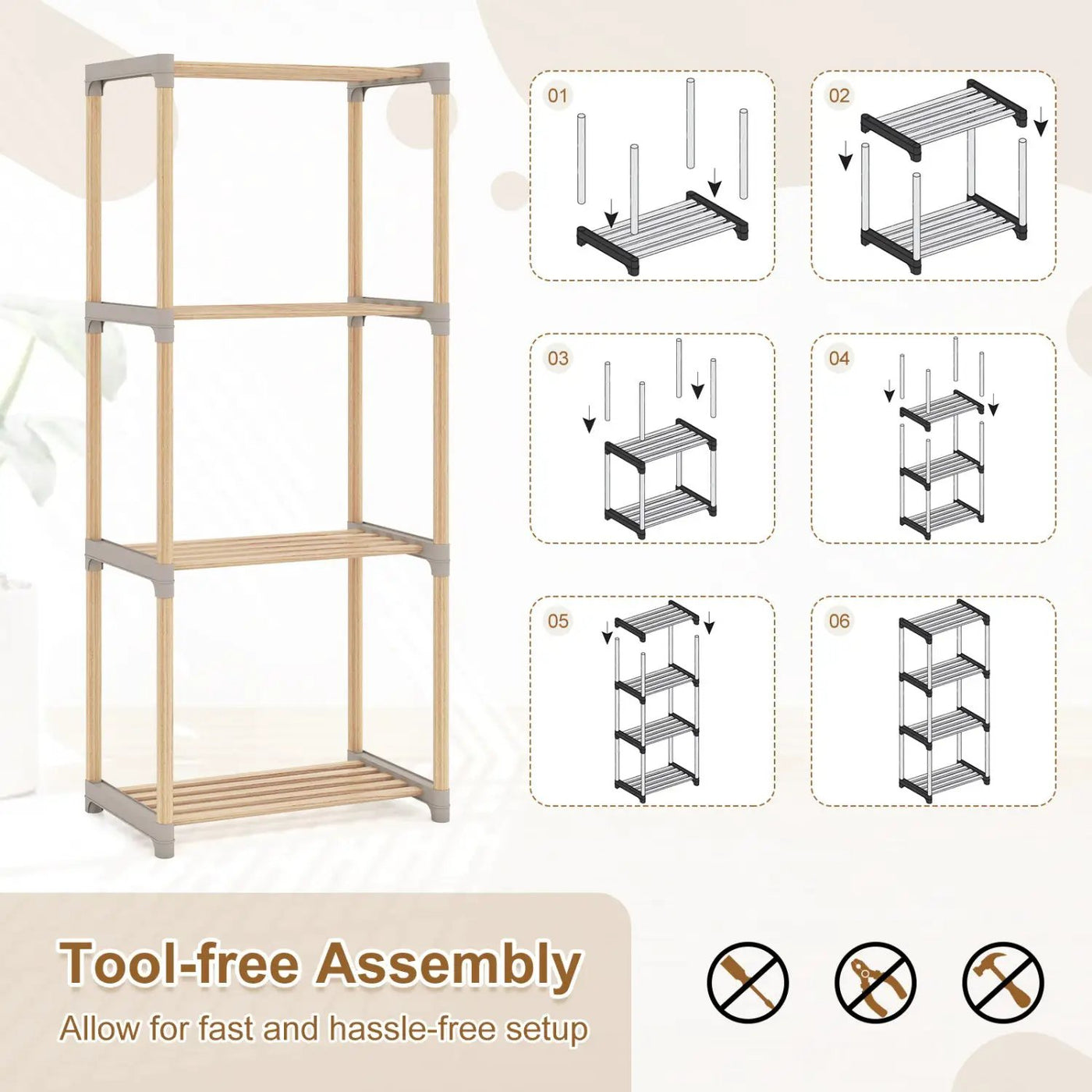 5-Tier Pine Wood Bookshelf with Open Shelves by DirectDeals