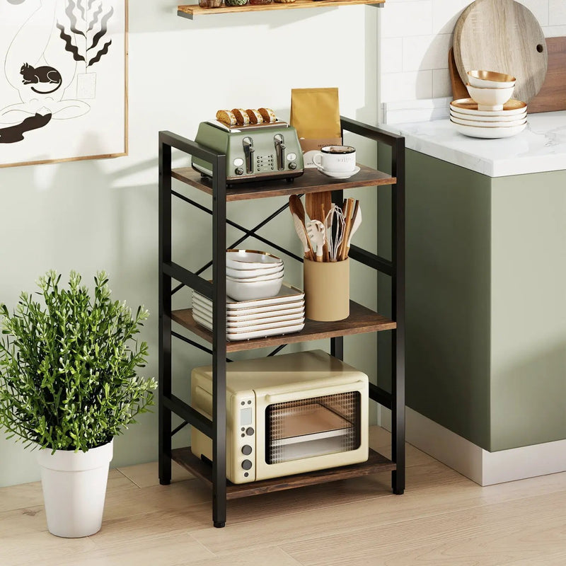 4-Tier Bookshelf with Metal Frame and Wooden Storage Racks for Study by DirectDeals