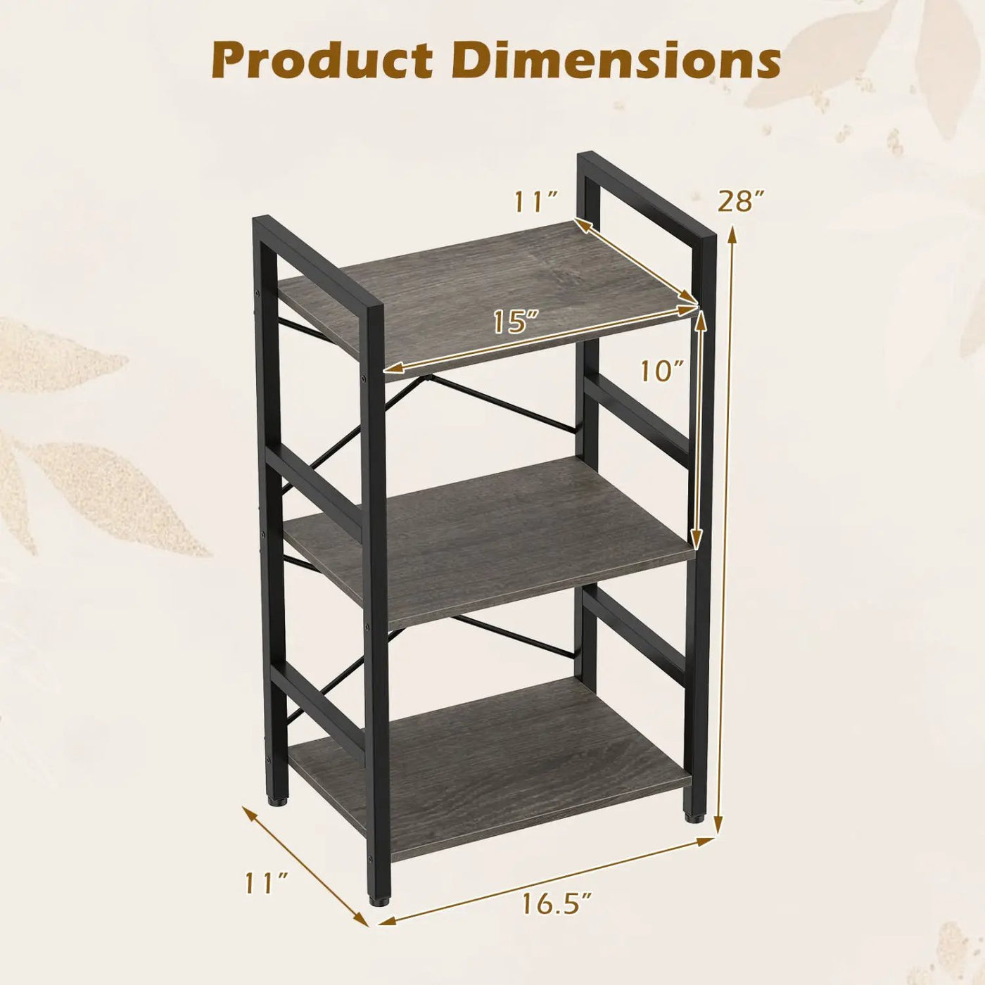 4-Tier Bookshelf with Metal Frame and Wooden Storage Racks for Study by DirectDeals