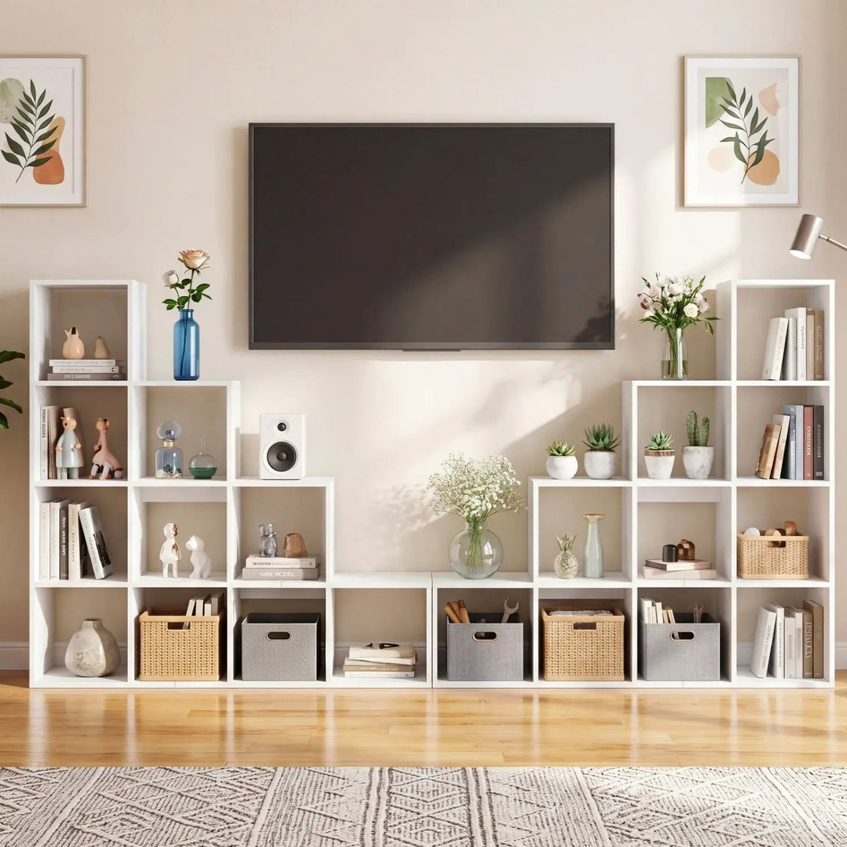 4-Tier Bookshelf with 10 Cube Storage and Anti-Tip Kit by DirectDeals
