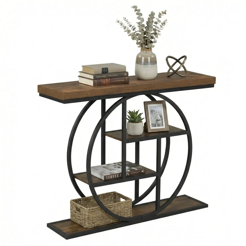 4-Tier Console Table 41 Inches Entryway Table with Storage Shelves by DirectDeals