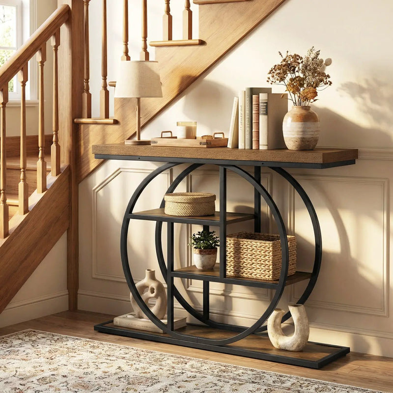 4-Tier Console Table 41 Inches Entryway Table with Storage Shelves by DirectDeals