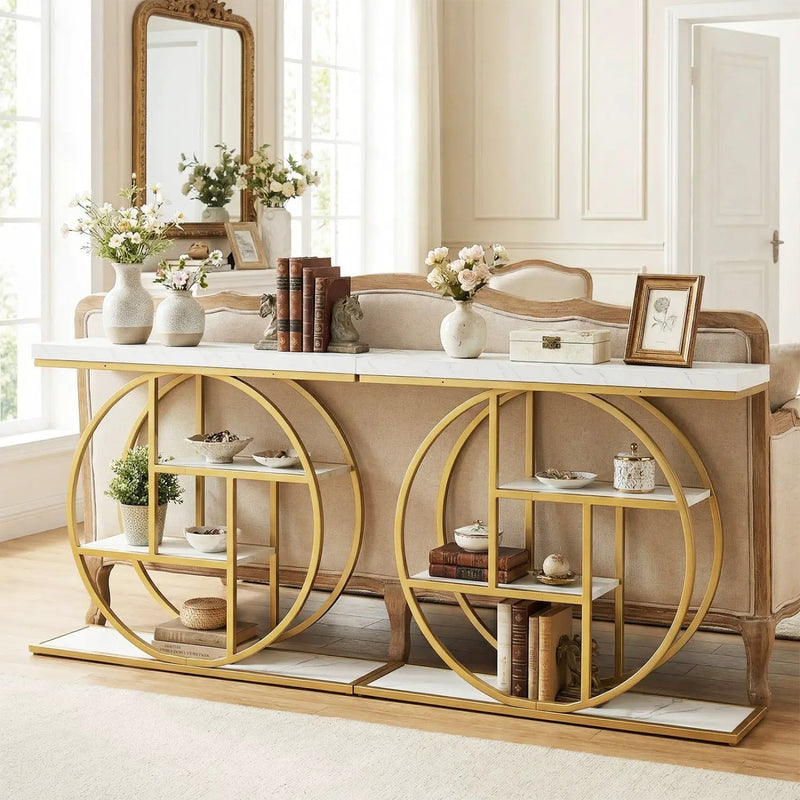 4-Tier Console Table 41 Inches Entryway Table with Storage Shelves by DirectDeals