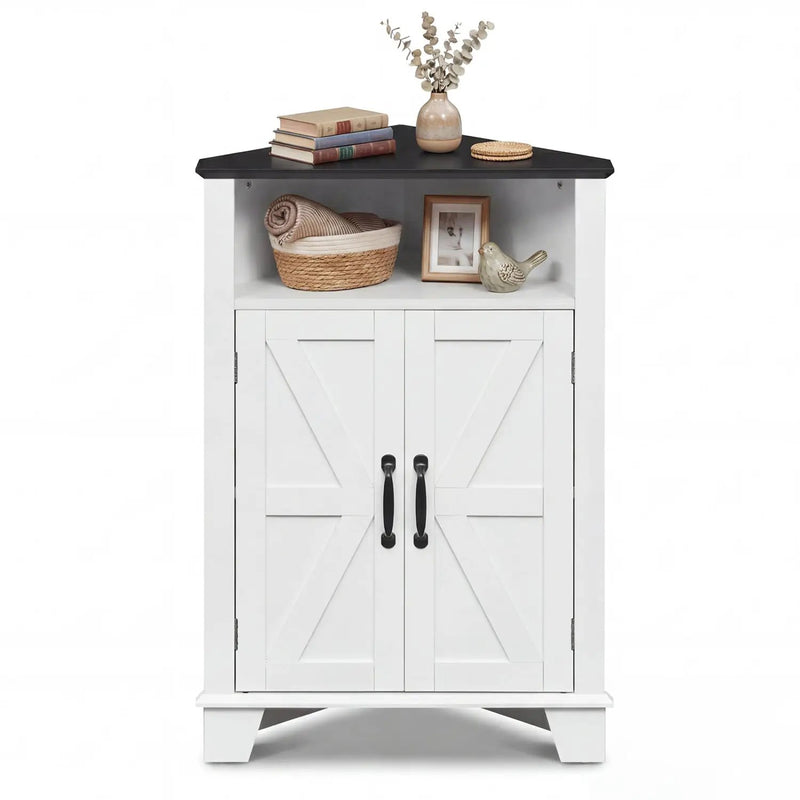 4-Tier Corner Storage Cabinet with Open Shelf by DirectDeals