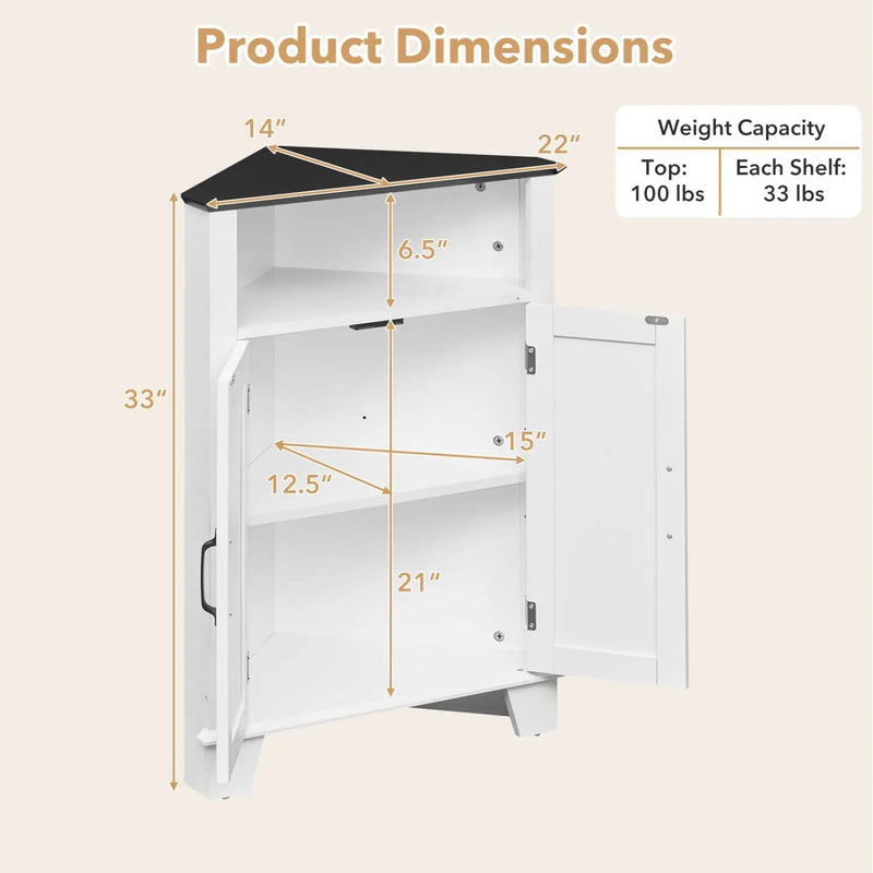 4-Tier Corner Storage Cabinet with Open Shelf by DirectDeals