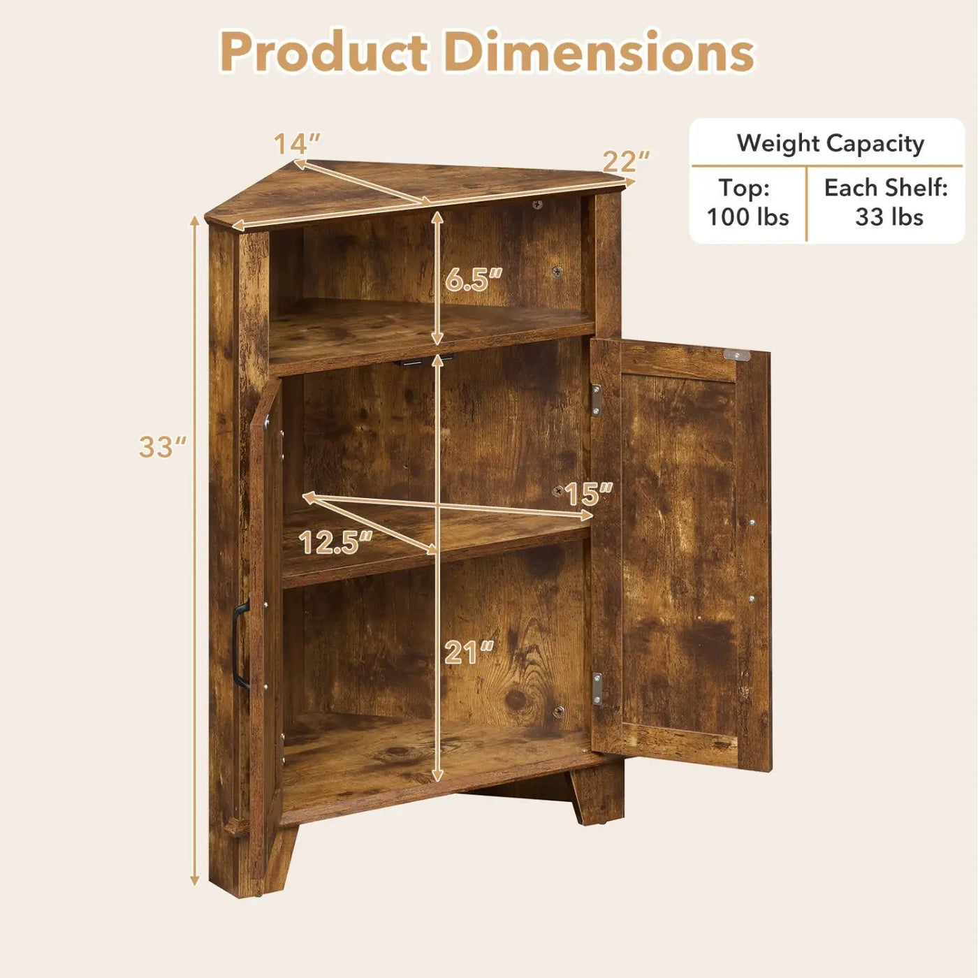 4-Tier Corner Storage Cabinet with Open Shelf by DirectDeals