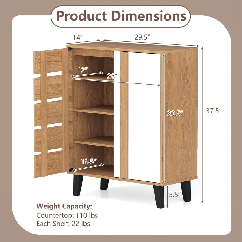 4-Tier Farmhouse Shoe Organizer with Louvered Door by DirectDeals