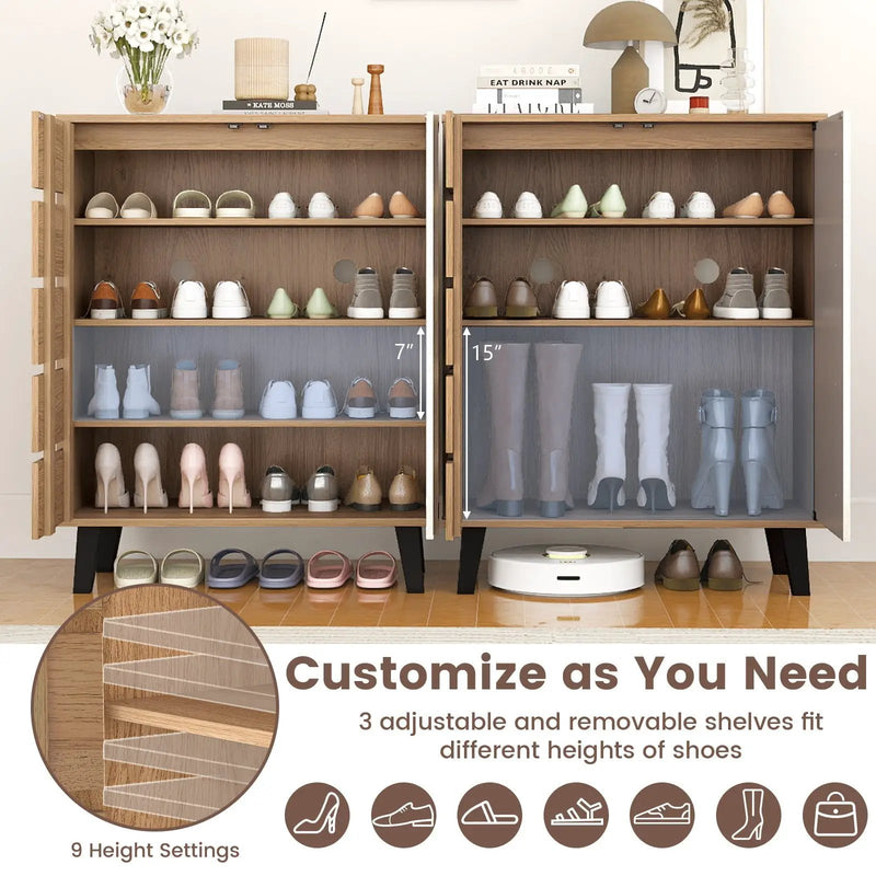 4-Tier Farmhouse Shoe Organizer with Louvered Door by DirectDeals