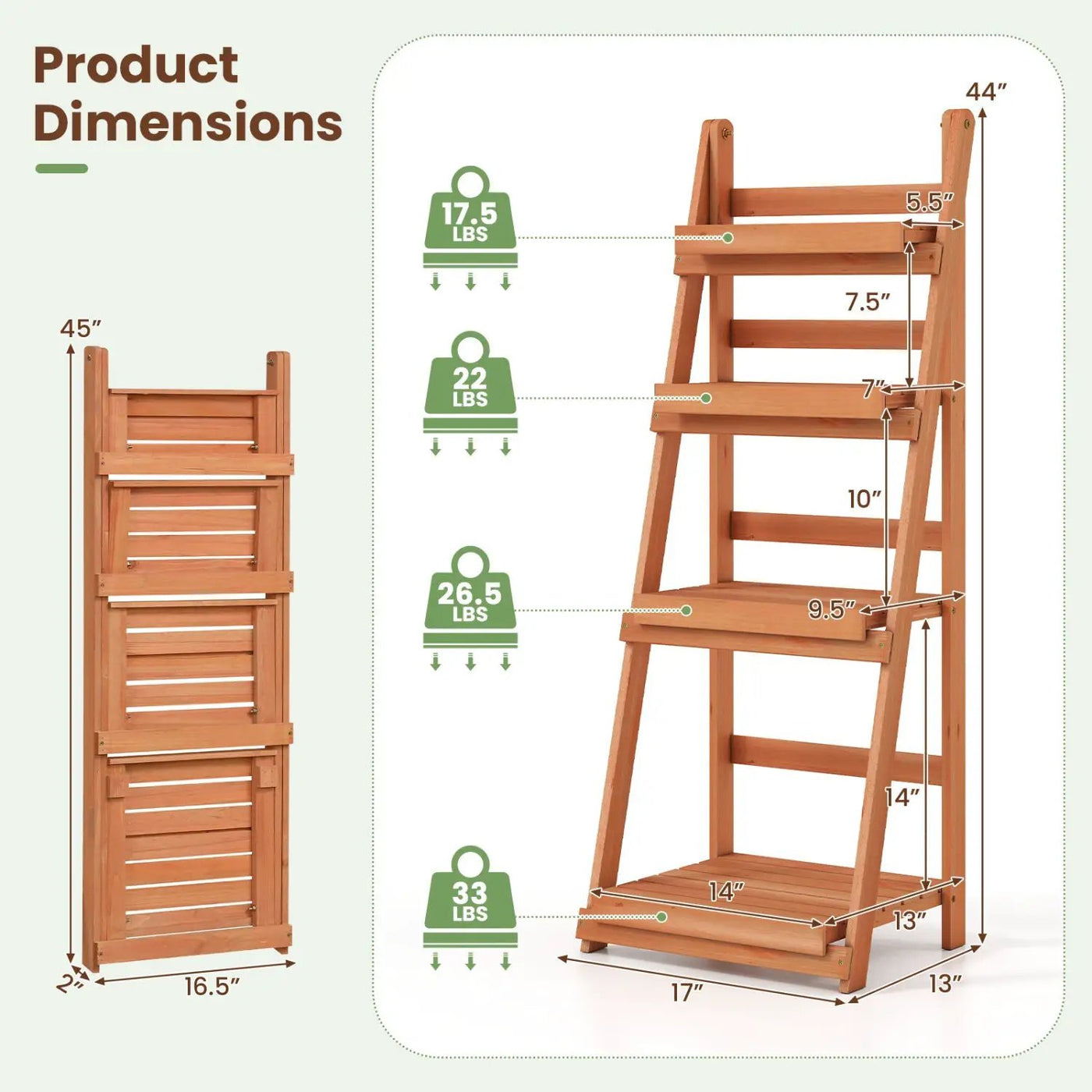 4-Tier Foldable Plant Stand with Slatted Shelves by DirectDeals