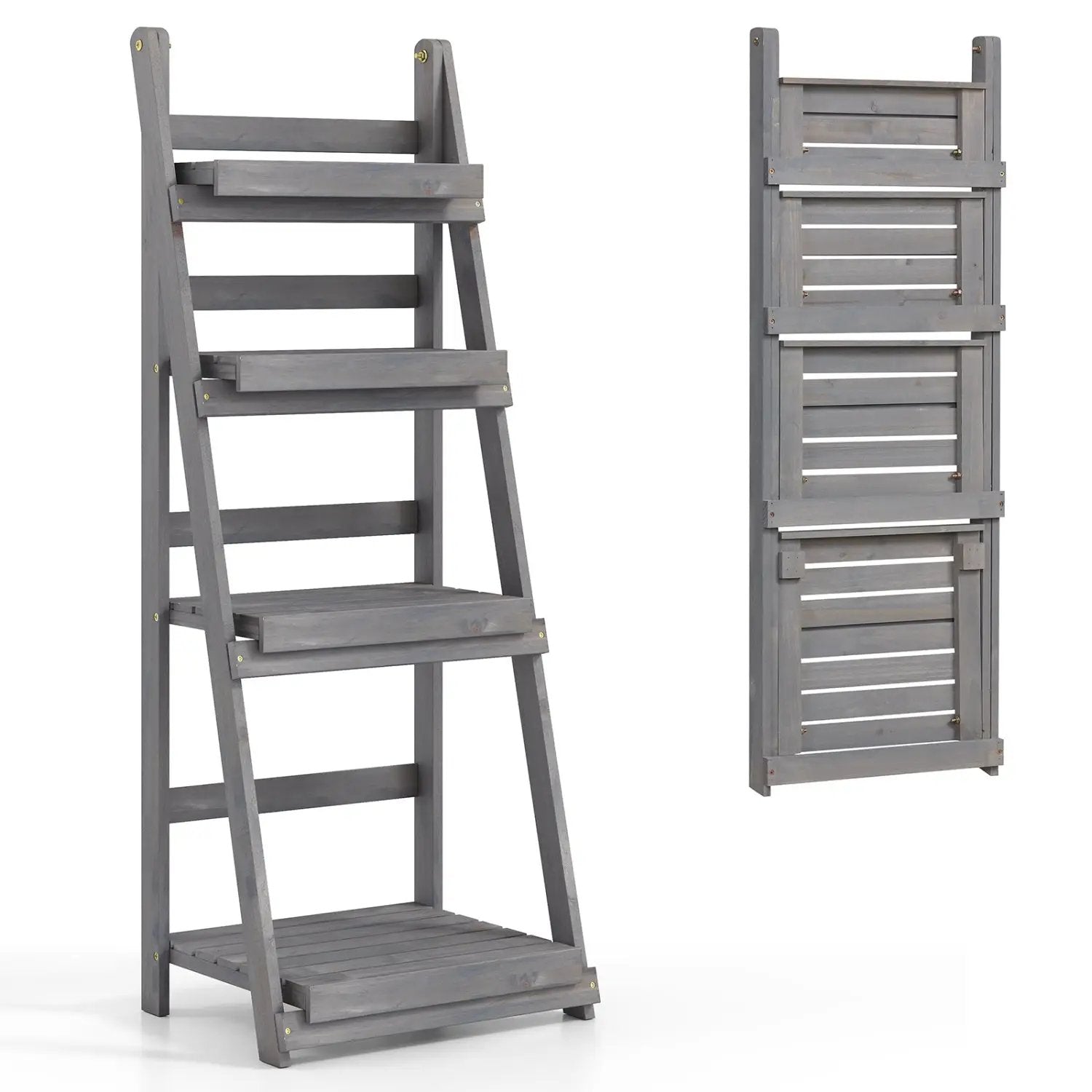 4-Tier Foldable Plant Stand with Slatted Shelves by DirectDeals