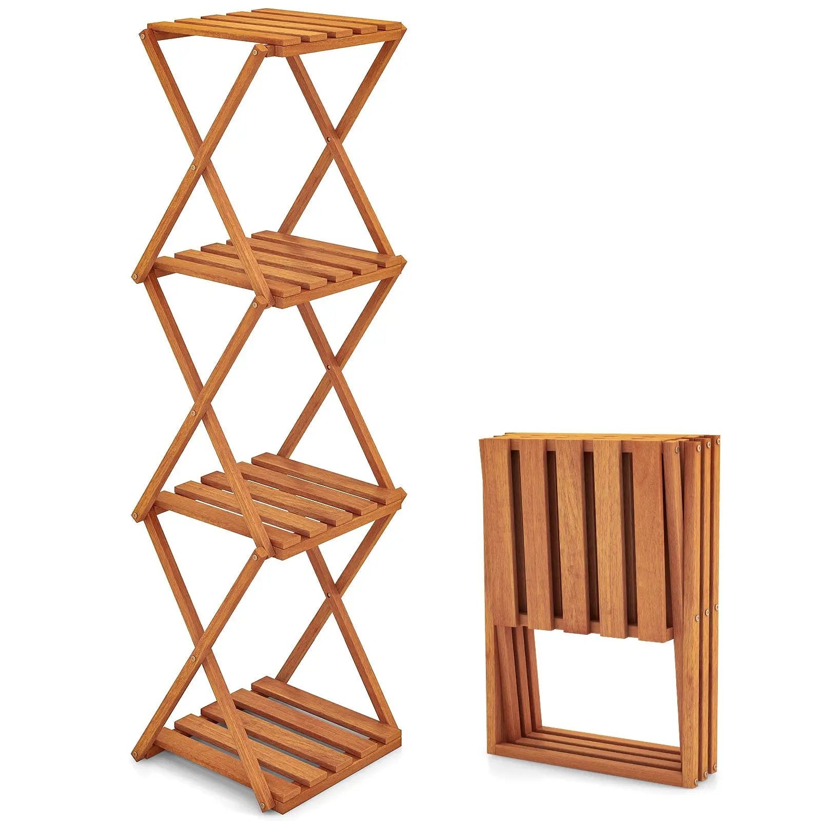 4-Tier Folding Plant Rack and Free Standing Shoe Rack by DirectDeals