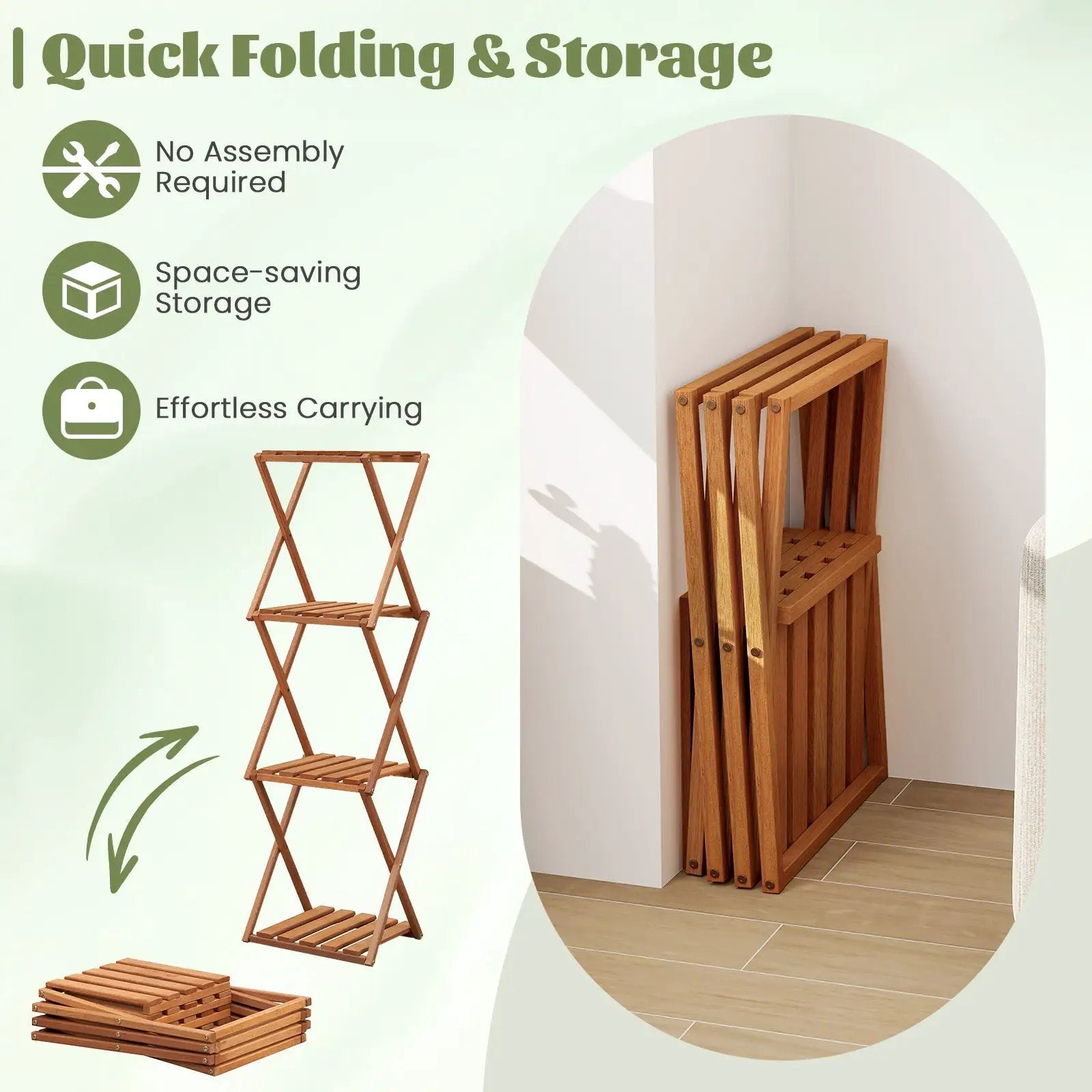 4-Tier Folding Plant Rack and Free Standing Shoe Rack by DirectDeals