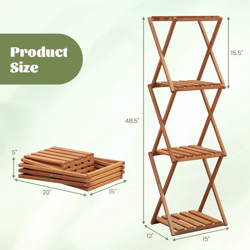 4-Tier Folding Plant Rack and Free Standing Shoe Rack by DirectDeals