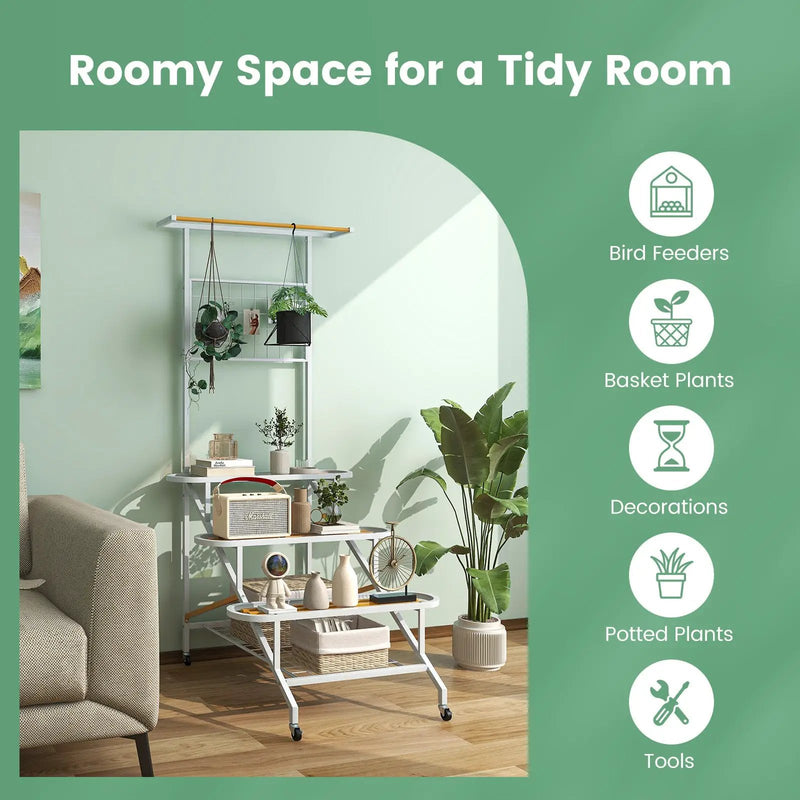 4-Tier Hanging Plant Stand with Hanging Bar by DirectDeals