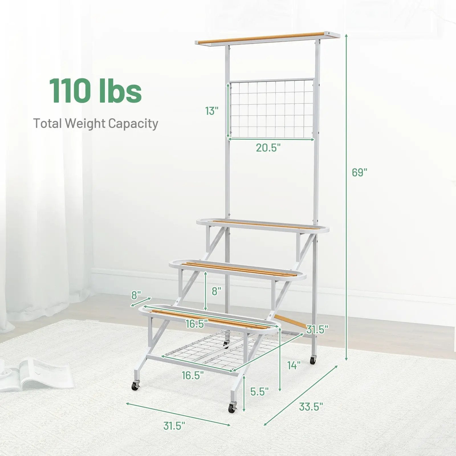 4-Tier Hanging Plant Stand with Hanging Bar by DirectDeals